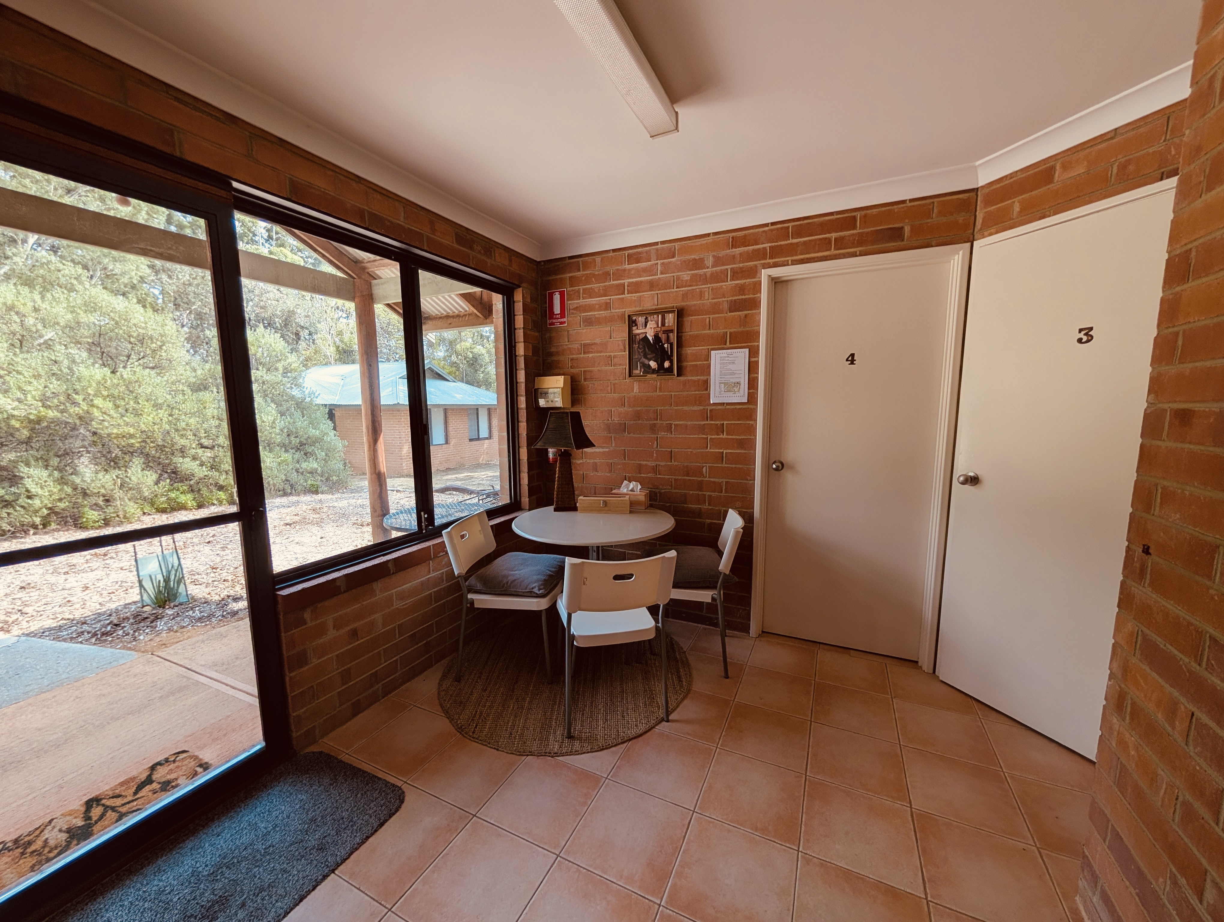 Chalet common area with room entrances